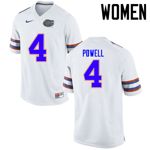 Women Florida Gators #4 Brandon Powell College Football Jerseys Sale-White - Click Image to Close